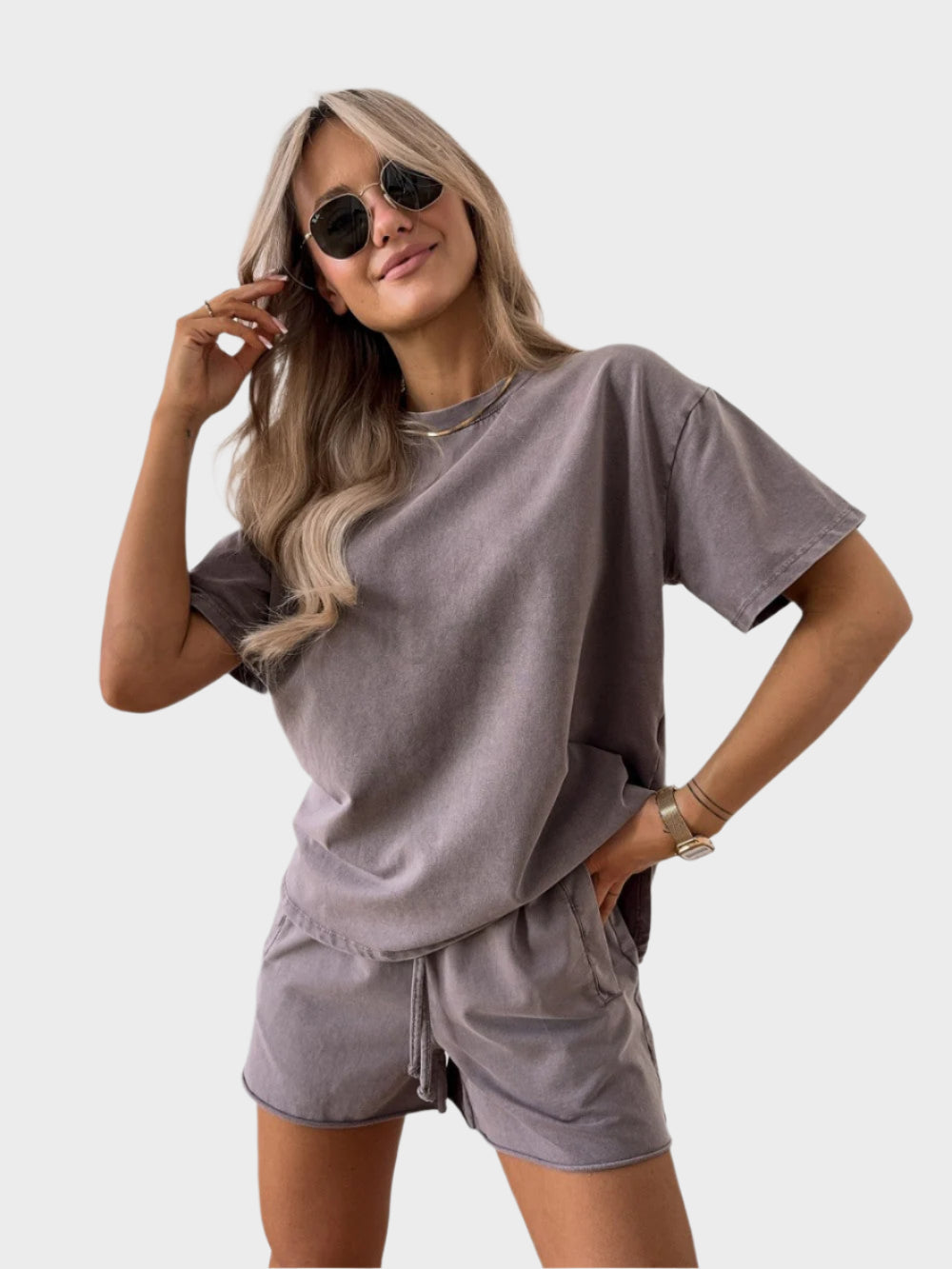 Set Casual cu Tricou și Pantaloni Jogger
