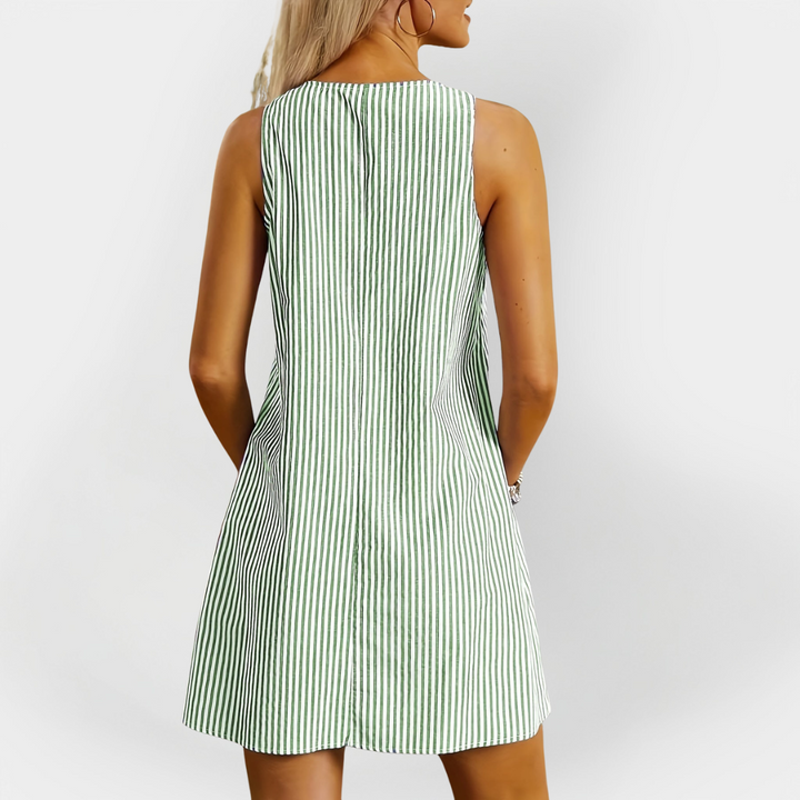 Rochie fără mâneci cu dungi