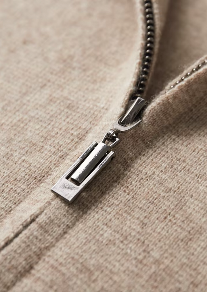 CARDIGAN ZIP POLO DIN LANA MERINO EXTRA-FINĂ