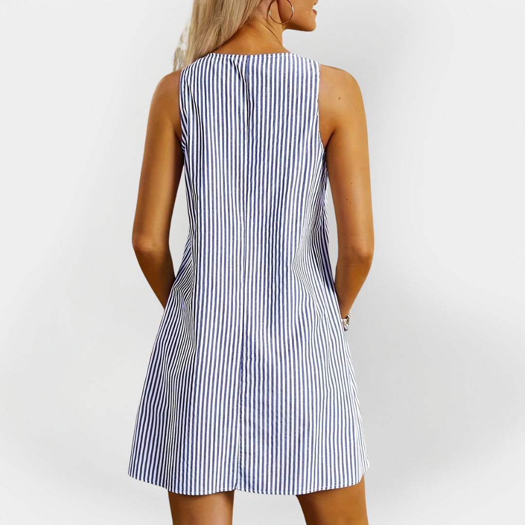 Rochie fără mâneci cu dungi