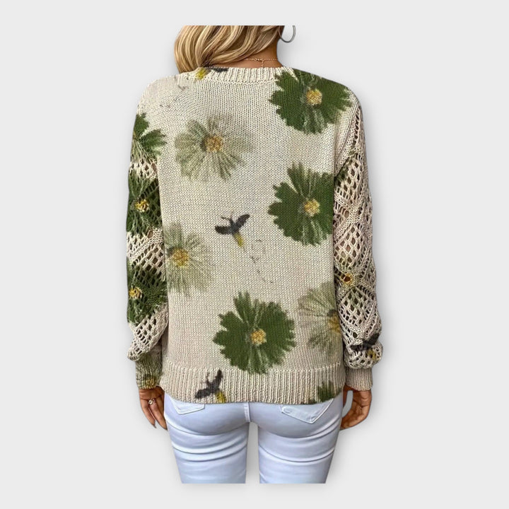 Pulover Tricotat cu Detalii din Dantelă