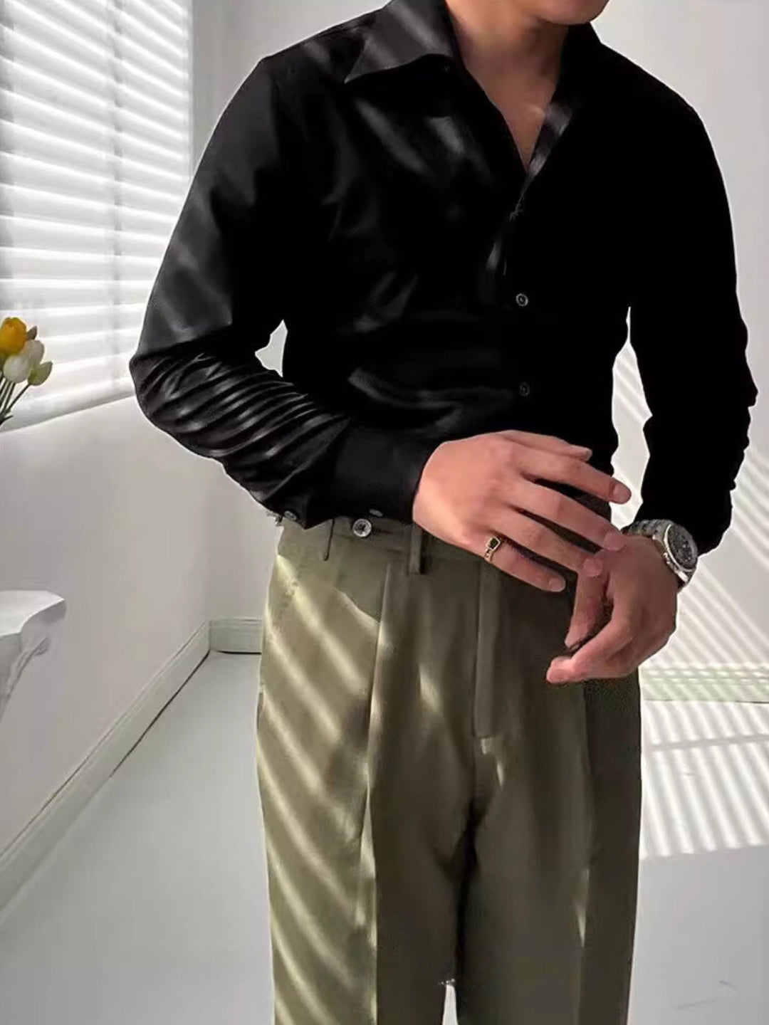 Cămașă V-Neck Athletic Italiană Old Money din Bambus