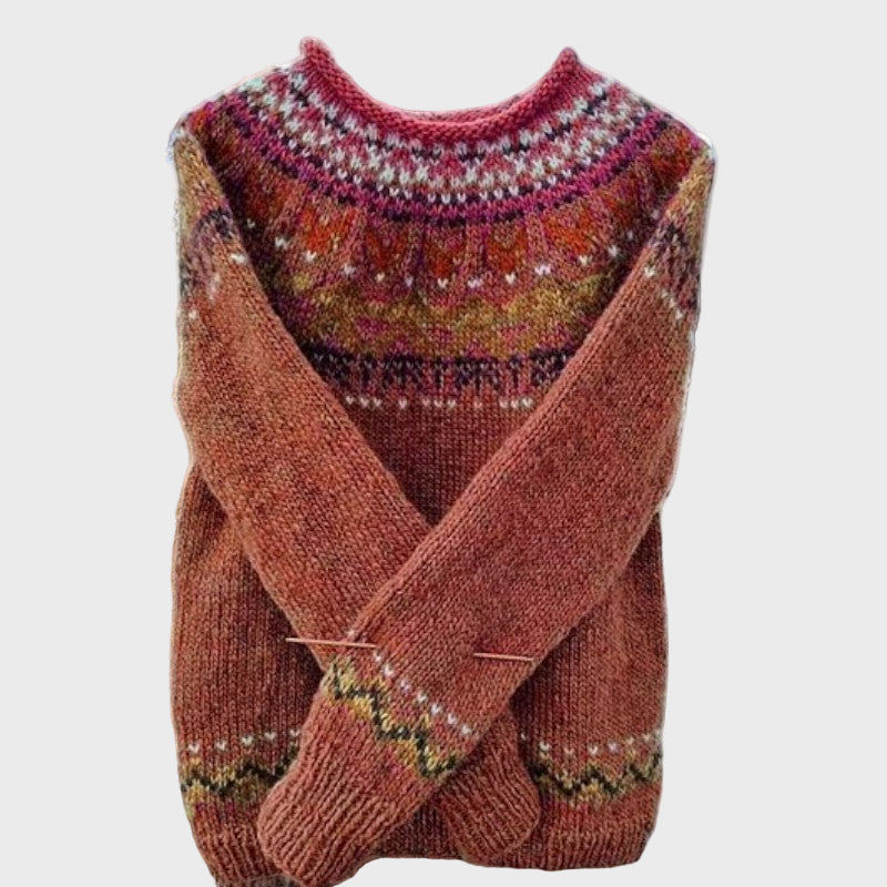 Pulover Tricotat cu Guler Înalt Retro