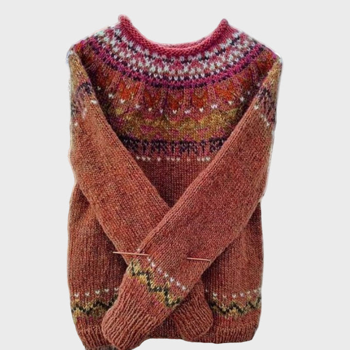 Pulover Tricotat cu Guler Înalt Retro