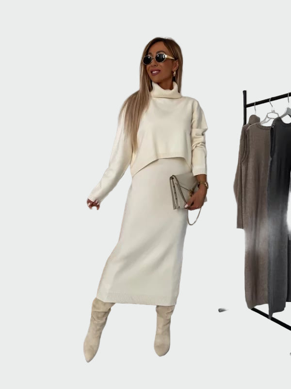 Set Rochie și Pulover cu Guler