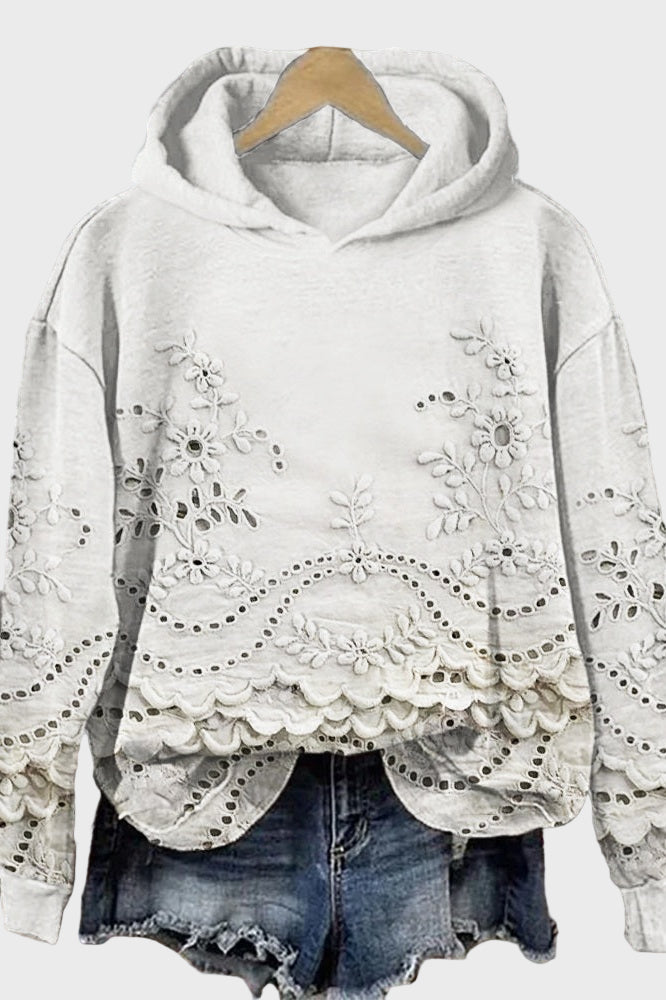 Hanorac cu Glugă din Dantelă Verde Pădurii