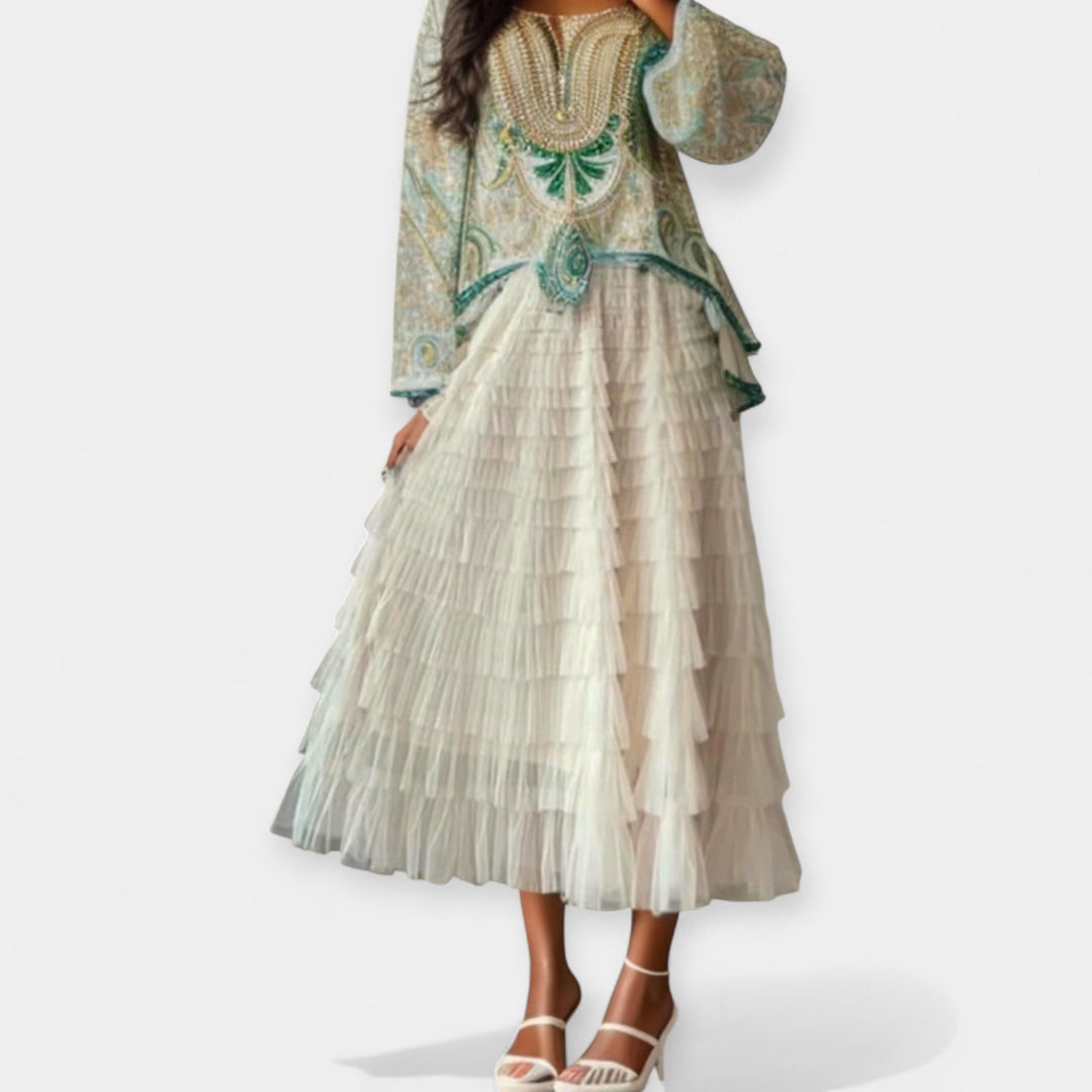 Fustă Elegantă cu Detaliu Decorativ din Tulle