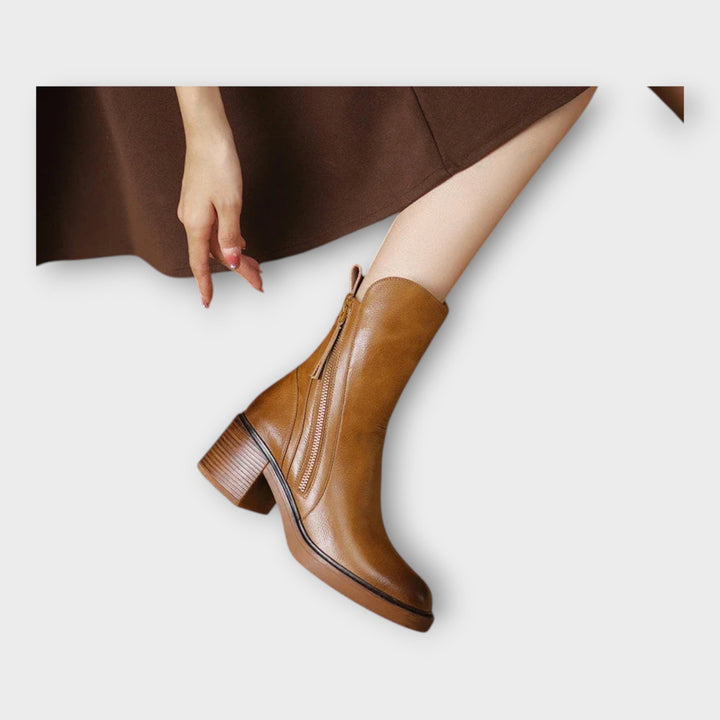 Botine cu Linie Elegantă și Detaliu cu Fermuar