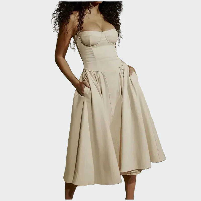 Rochie Maxi din Satin cu Bretele Subțiri