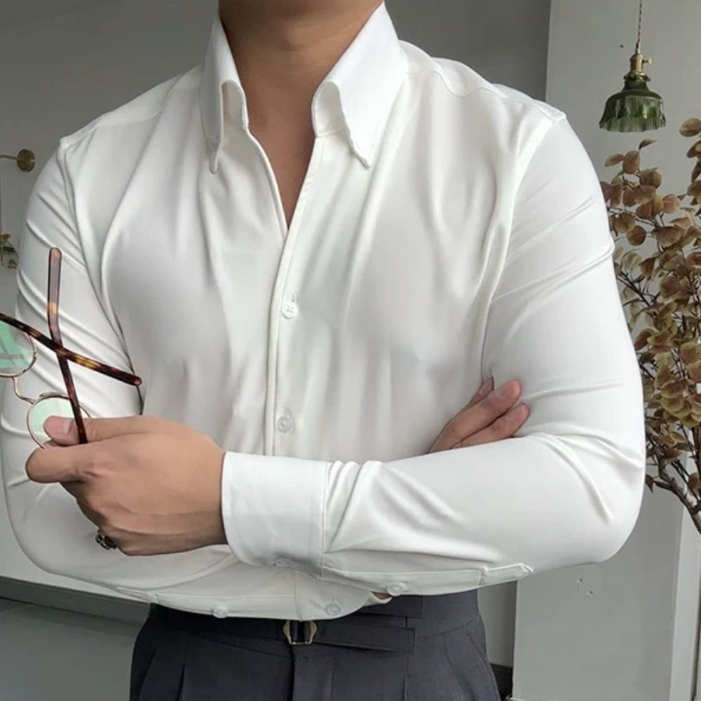 Cămașă V-Neck Athletic Italiană Old Money din Bambus