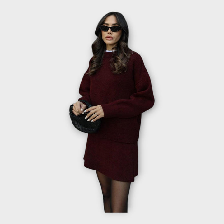 Set de Bluză și Fustă Tricotată cu Linie Modernă