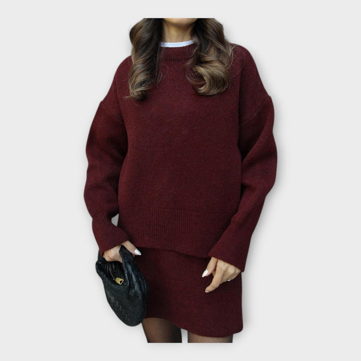 Set de Bluză și Fustă Tricotată cu Linie Modernă