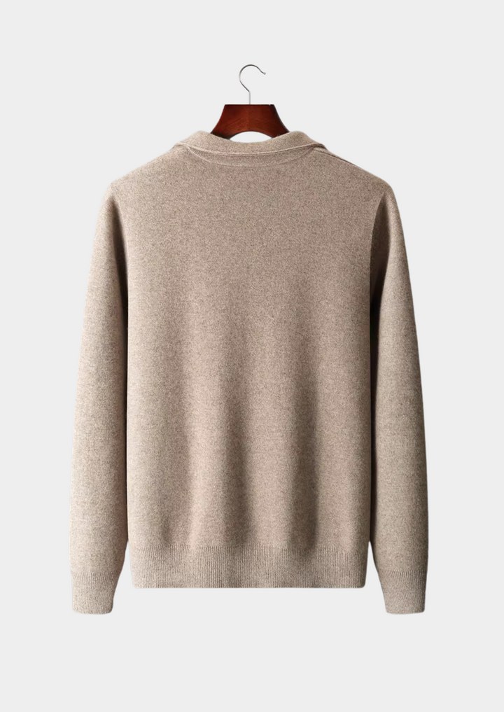 CARDIGAN ZIP POLO DIN LANA MERINO EXTRA-FINĂ