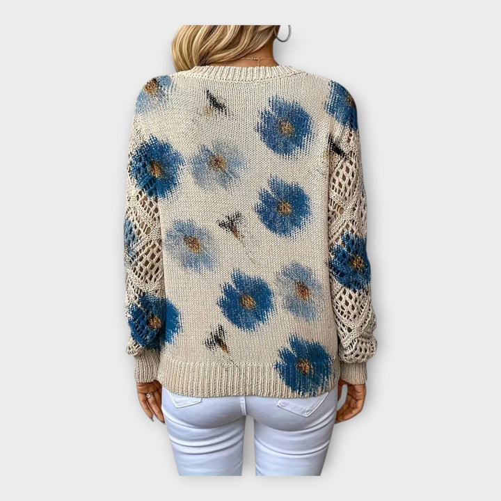 Pulover Tricotat cu Detalii din Dantelă