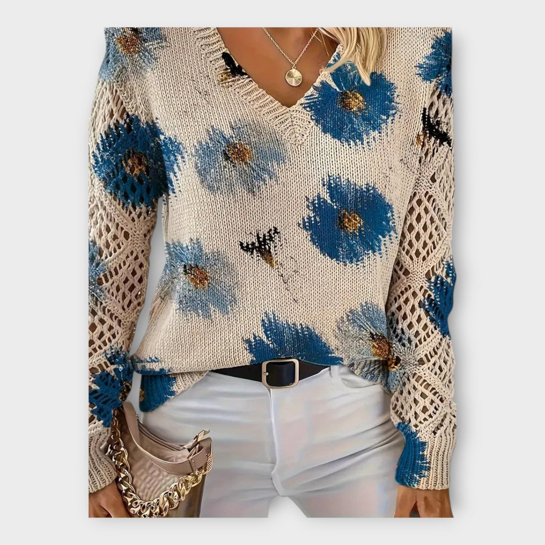 Pulover Tricotat cu Detalii din Dantelă