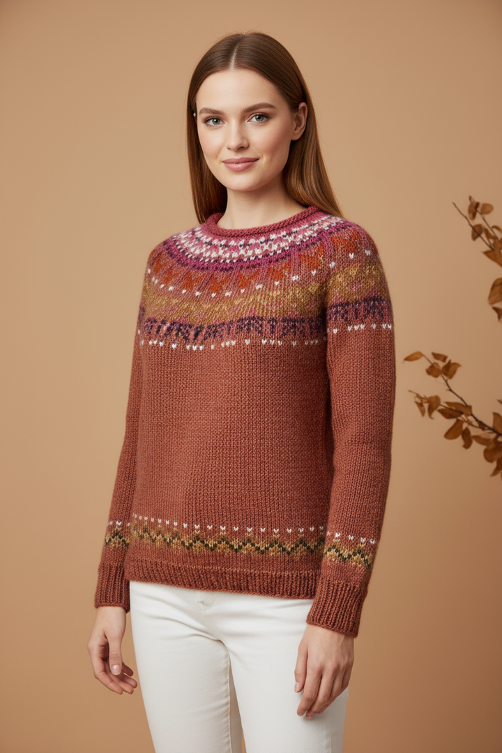 Pulover Tricotat cu Guler Înalt Retro