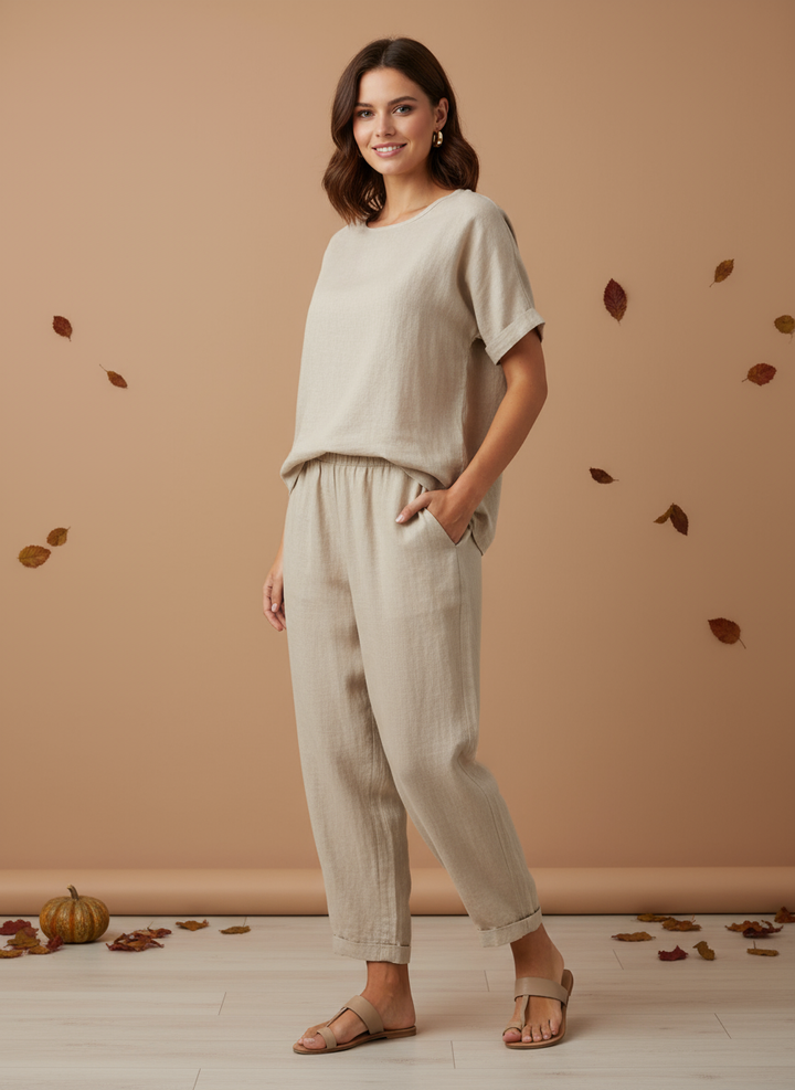 Pantaloni Lejeri din In cu Buzunare