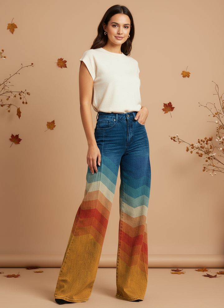 Pantaloni Flare cu Talie Înaltă