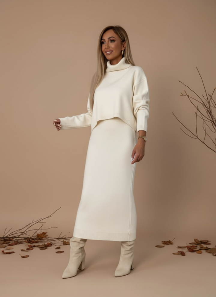 Set Rochie și Pulover cu Guler