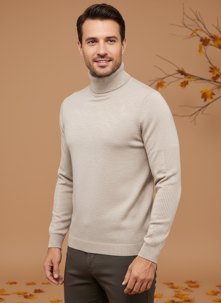 JANGSAN Pulover din Lână Merino cu Guler Înalt