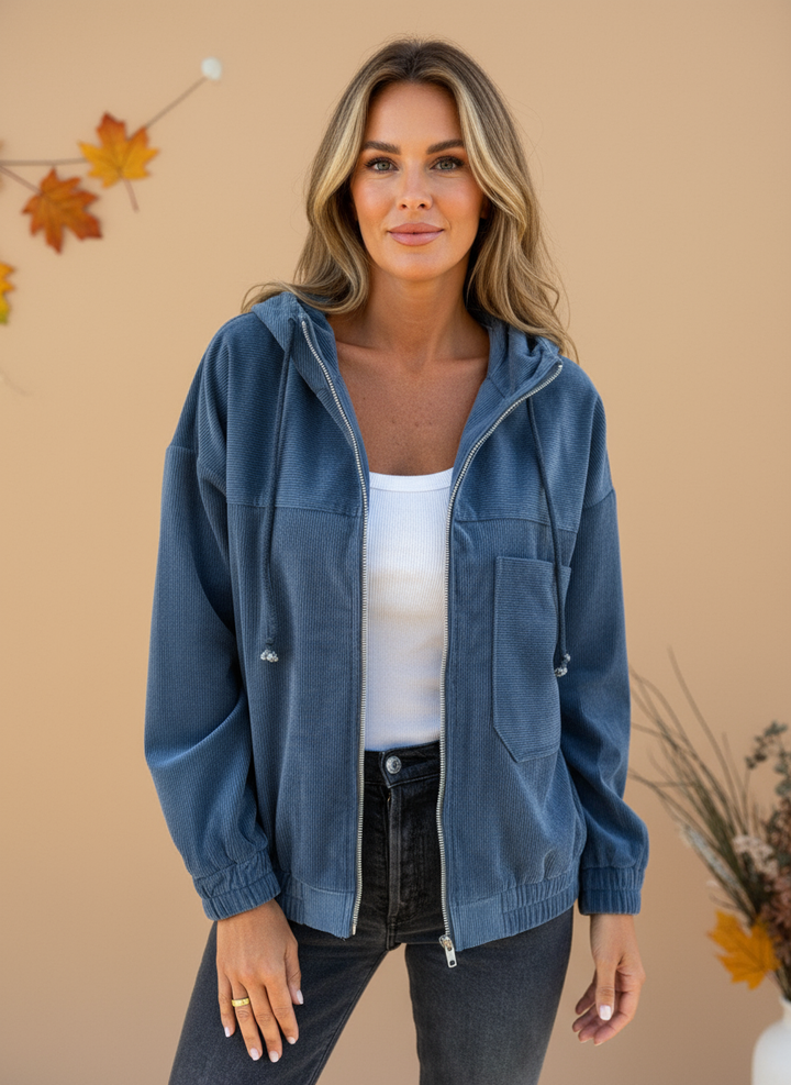 Jachetă cu Fermuar și Glugă