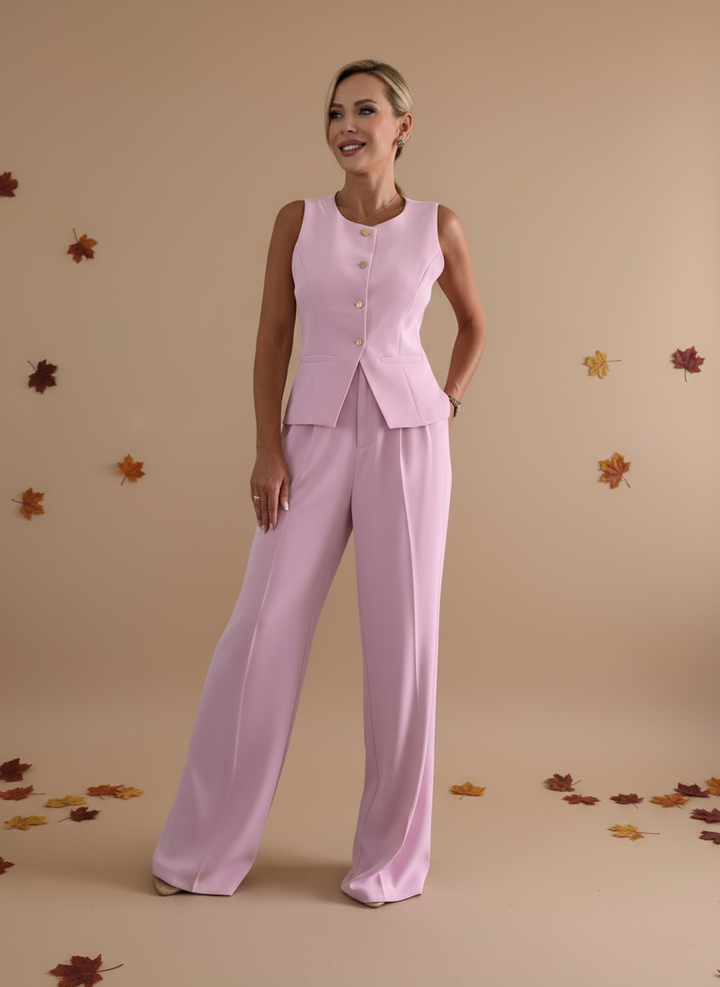 Set Elegant de Pantaloni cu Top Fără Mâneci