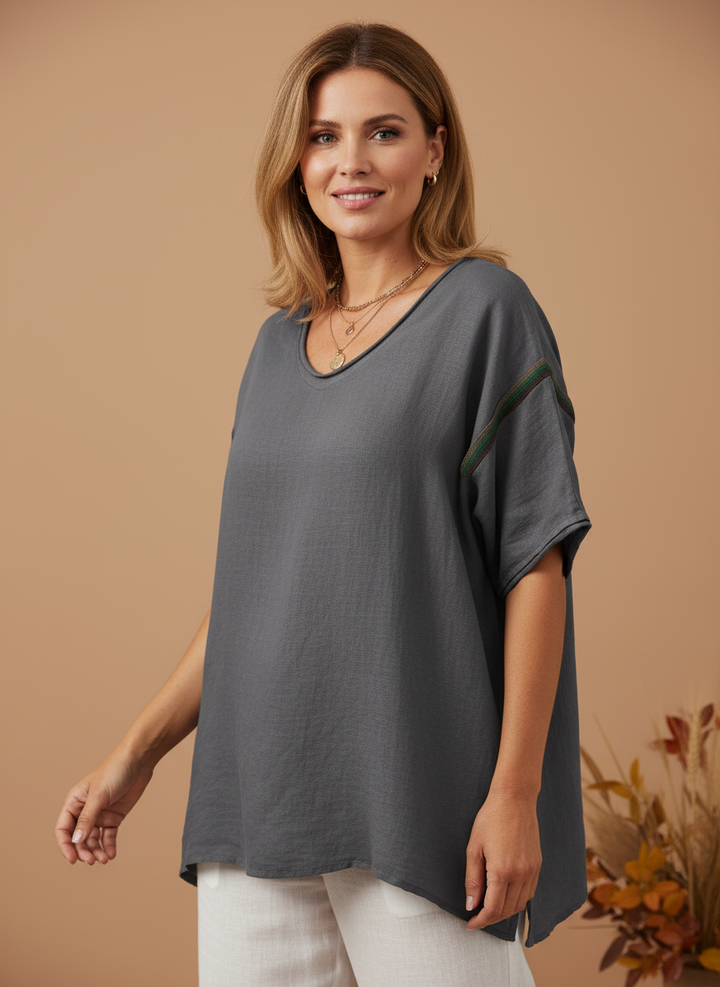 Bluză de Vară cu Guler în V