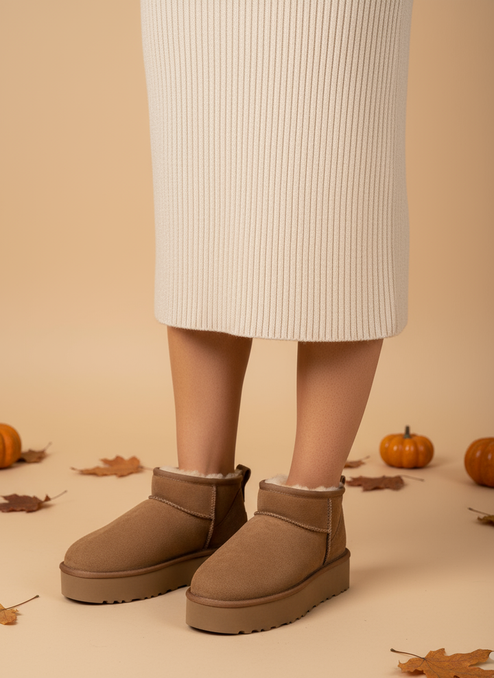 Botine din Suede Confortabile cu Îmbrăcăminte Pufos