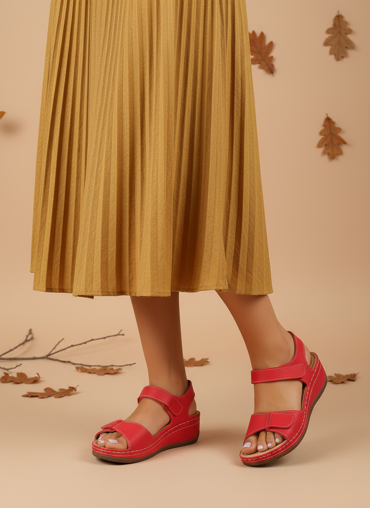 Sandale ortopedice din piele cu toc