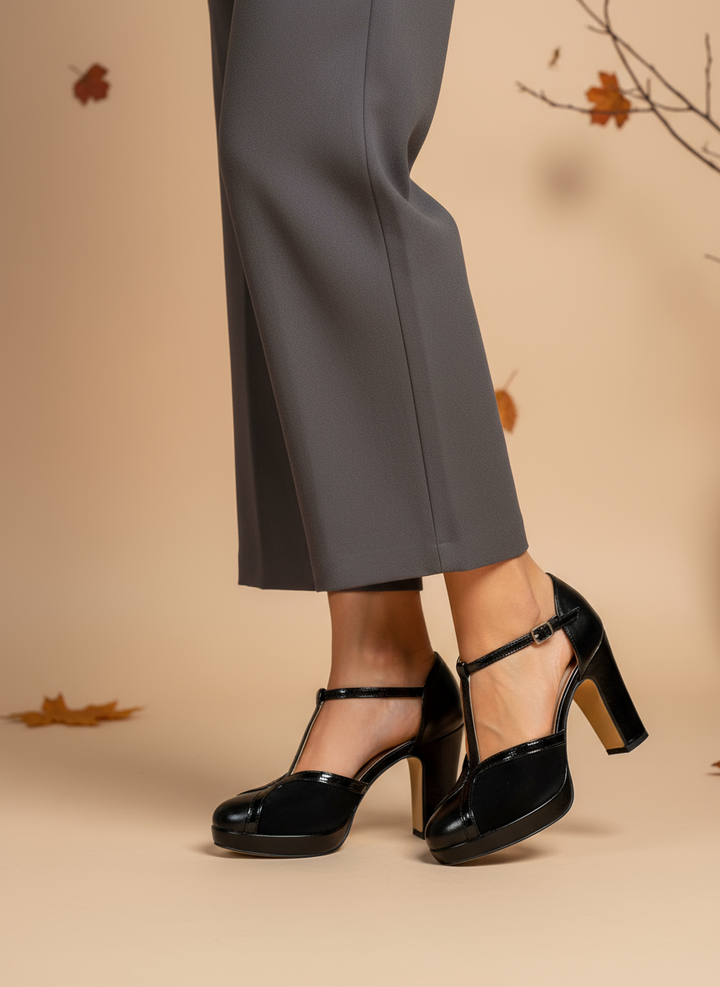 Pantofi cu platformă și bareta în T