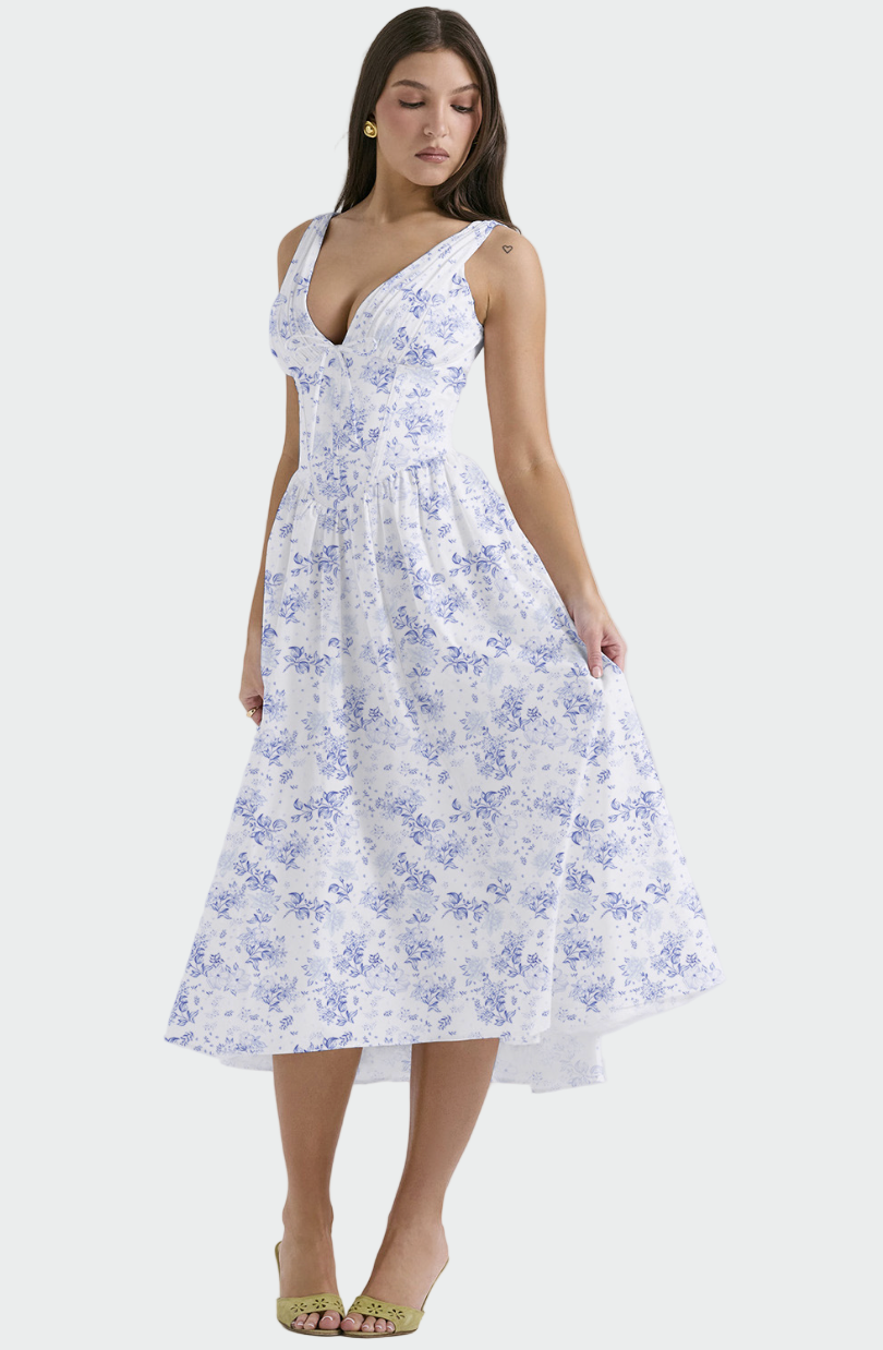 Rochie Midi de Flori Romantice