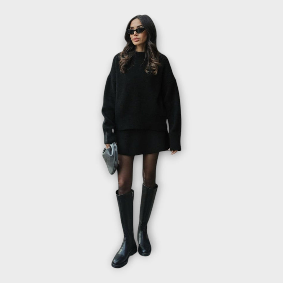 Set de Bluză și Fustă Tricotată cu Linie Modernă