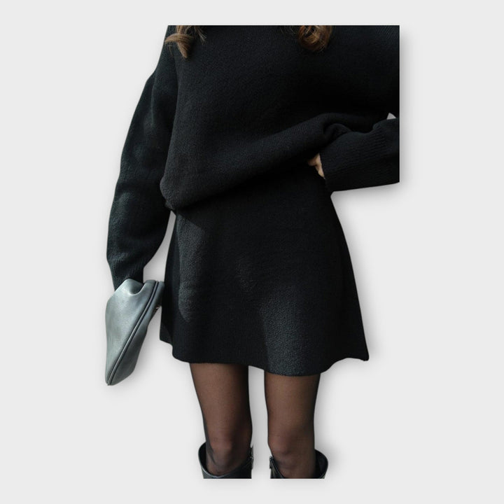 Set de Bluză și Fustă Tricotată cu Linie Modernă