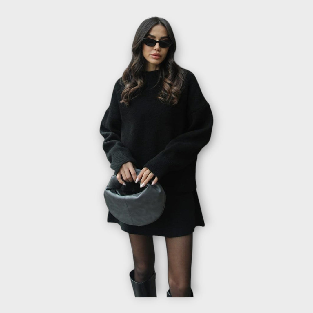 Set de Bluză și Fustă Tricotată cu Linie Modernă