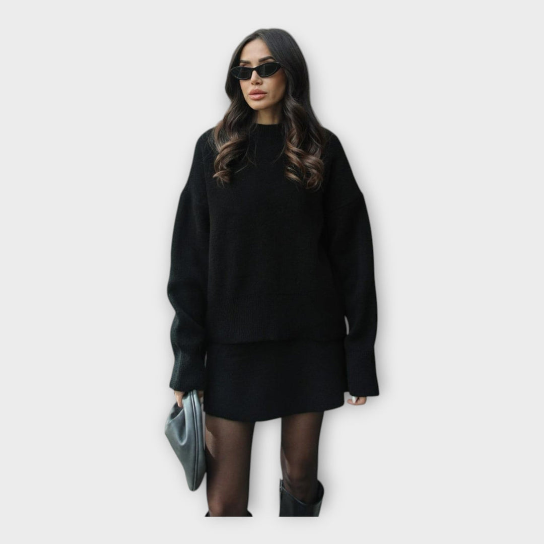 Set de Bluză și Fustă Tricotată cu Linie Modernă