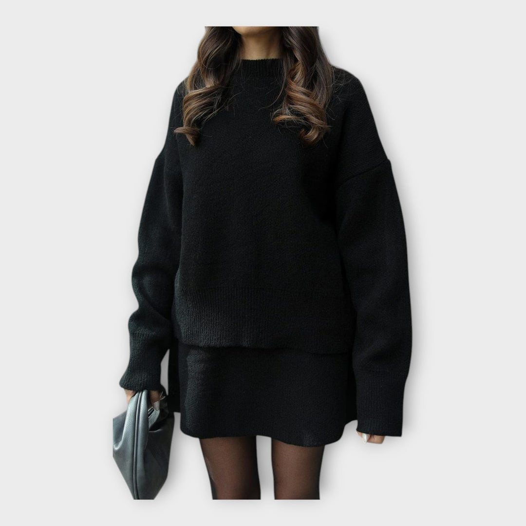 Set de Bluză și Fustă Tricotată cu Linie Modernă