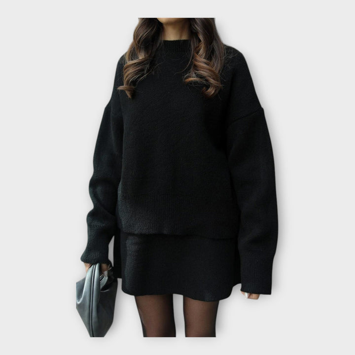 Set de Bluză și Fustă Tricotată cu Linie Modernă