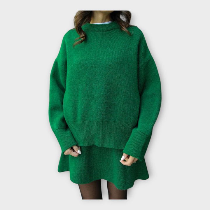 Set de Bluză și Fustă Tricotată cu Linie Modernă