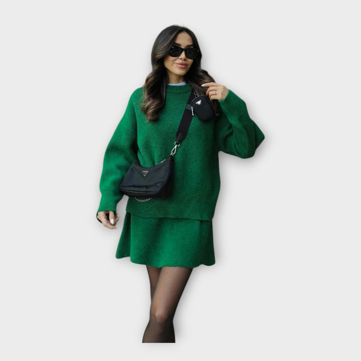 Set de Bluză și Fustă Tricotată cu Linie Modernă